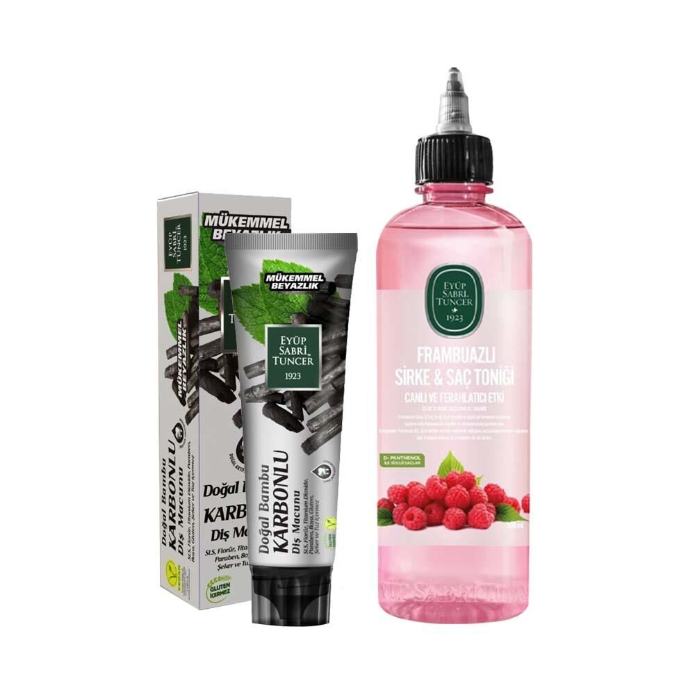 Frambuazlı Sirke & Saç Toniği 500 ml x karbonlu diş macunu 75 ml
