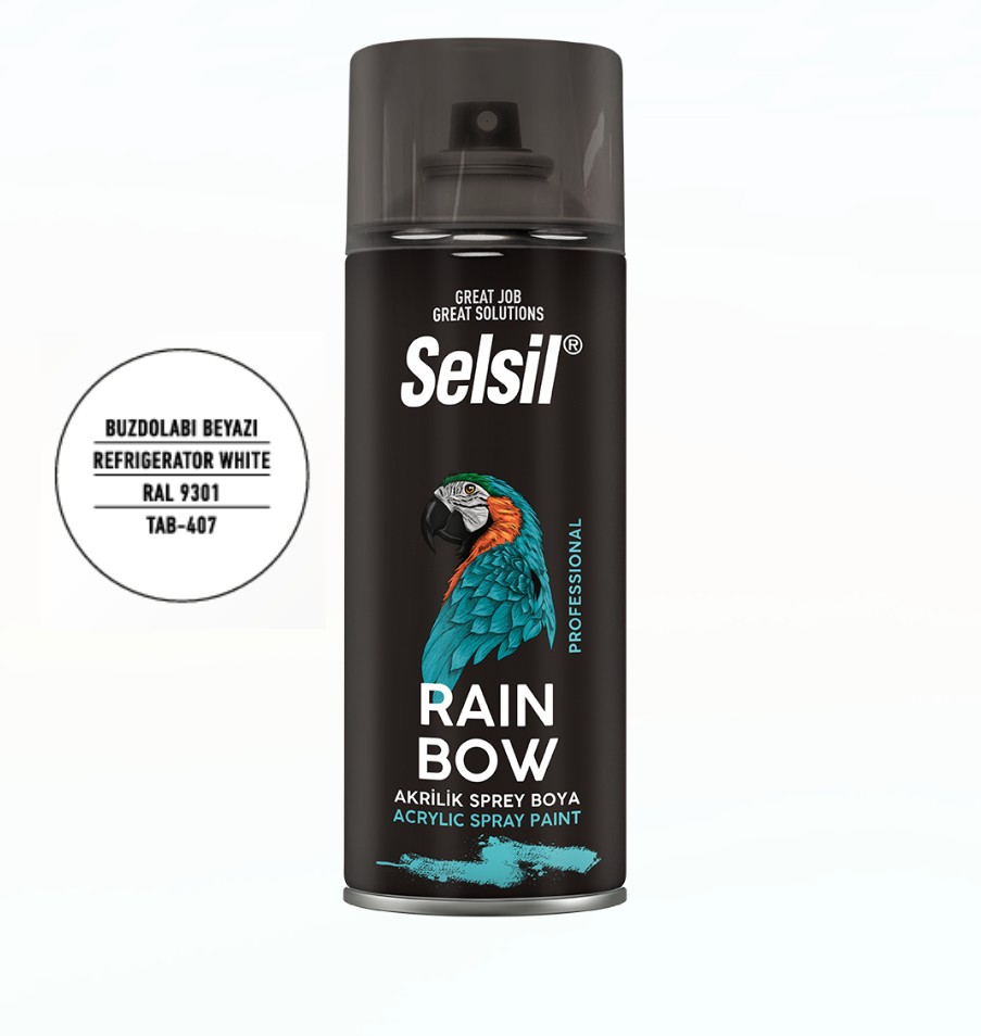 Selsil Buzdolabı Boyası Beyaz Rainbow Akrilik Sprey Boya 400 ml