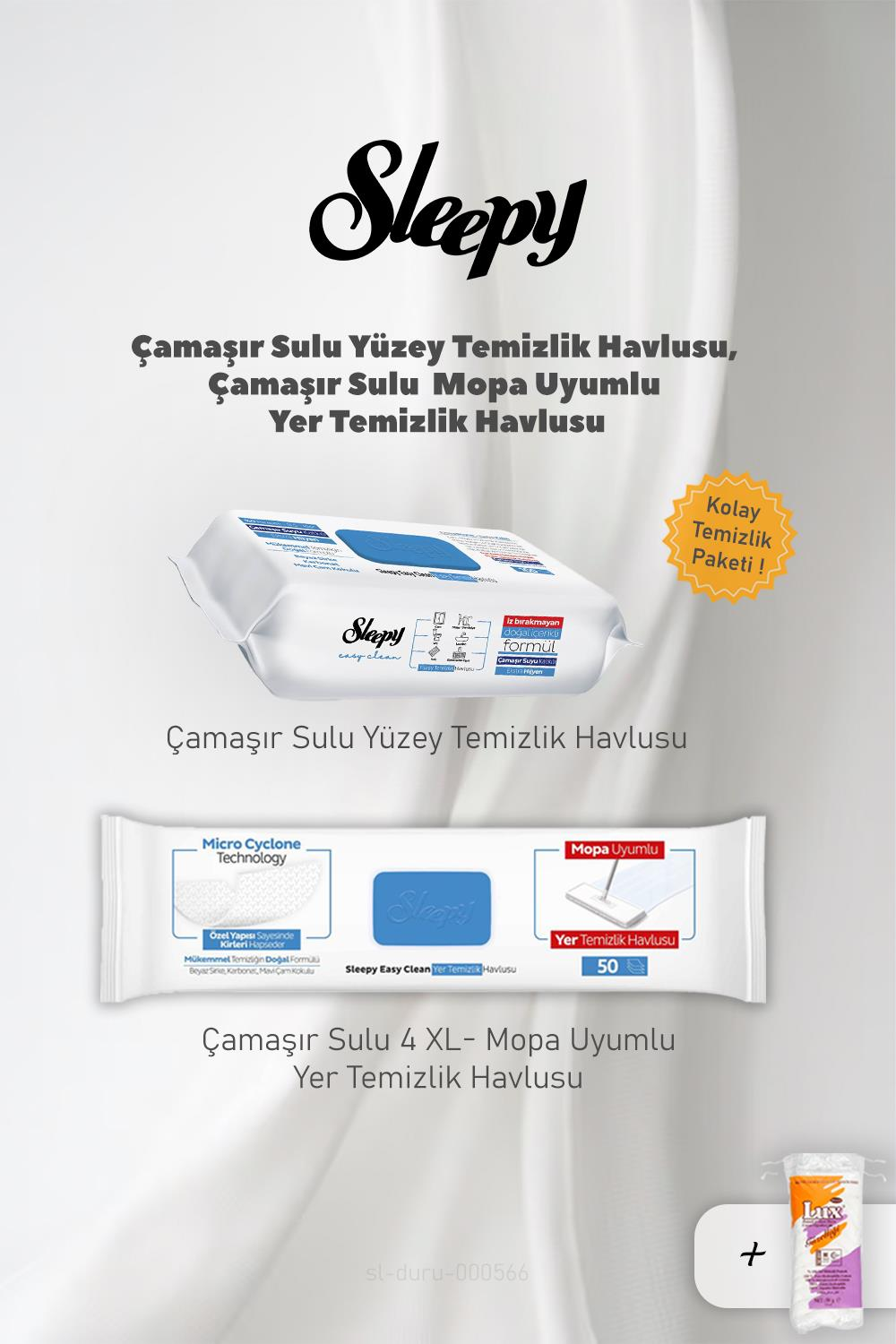 Sleepy Çamaşır Sulu Yüzey Havlu Seti, Pamuk Hediyeli