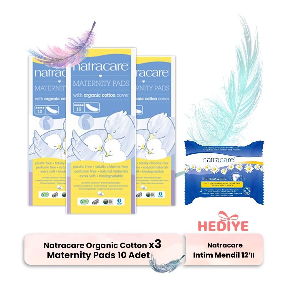 Natracare Maternity Pads Organic Cotton 10' lu x 3, İntim Mendili Hediyeli