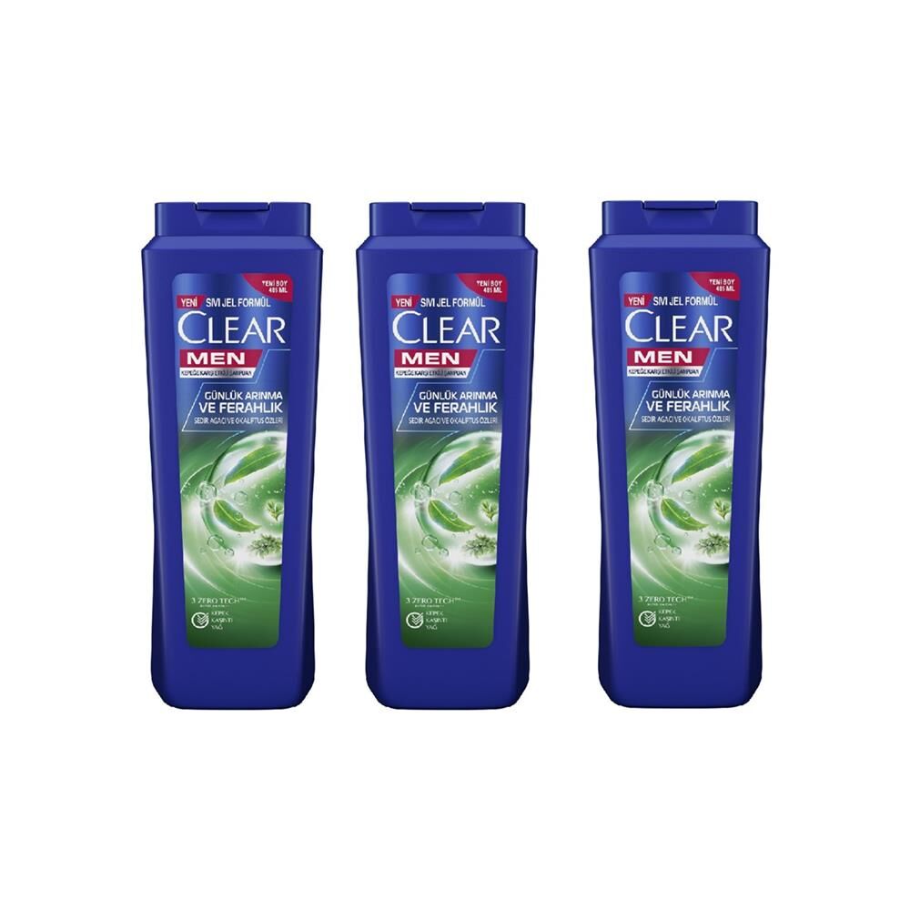 Clear Men Şampuan Günlük Arınma ve Ferahlık 485 ml x 3