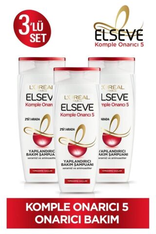 Elseve Komple Onarıcı 5 Yapılandırıcı Bakım Şampuanı 2'si 1 Arada 450 Ml 3'lü Set