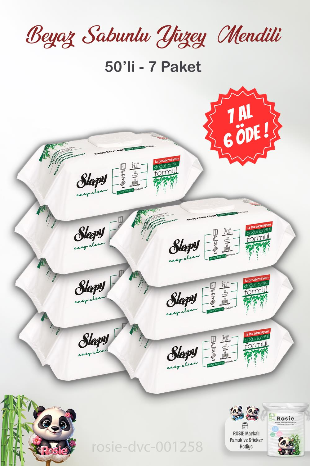 7 AL 6 ÖDE Sleepy 50' li Easy Clean Yüzey Temizlik Havlusu ve ROSIE