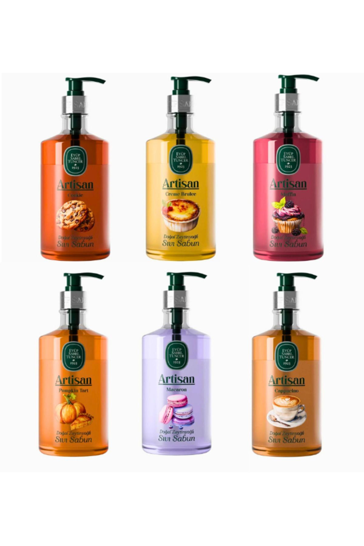 Artisan Sıvı Sabun Seti Pumpkin Tart, Macaron, Muffin, Creme Brulee, Cappucino ve Cookie