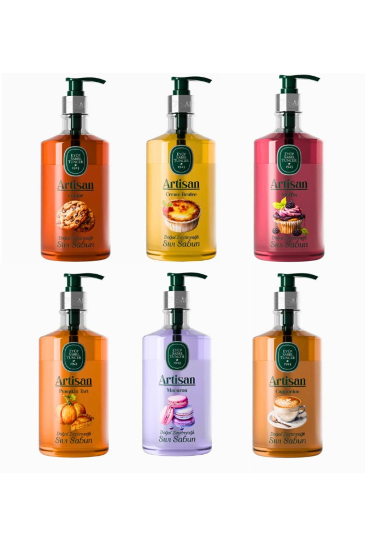 Artisan Sıvı Sabun Seti Pumpkin Tart, Macaron, Muffin, Creme Brulee, Cappucino ve Cookie