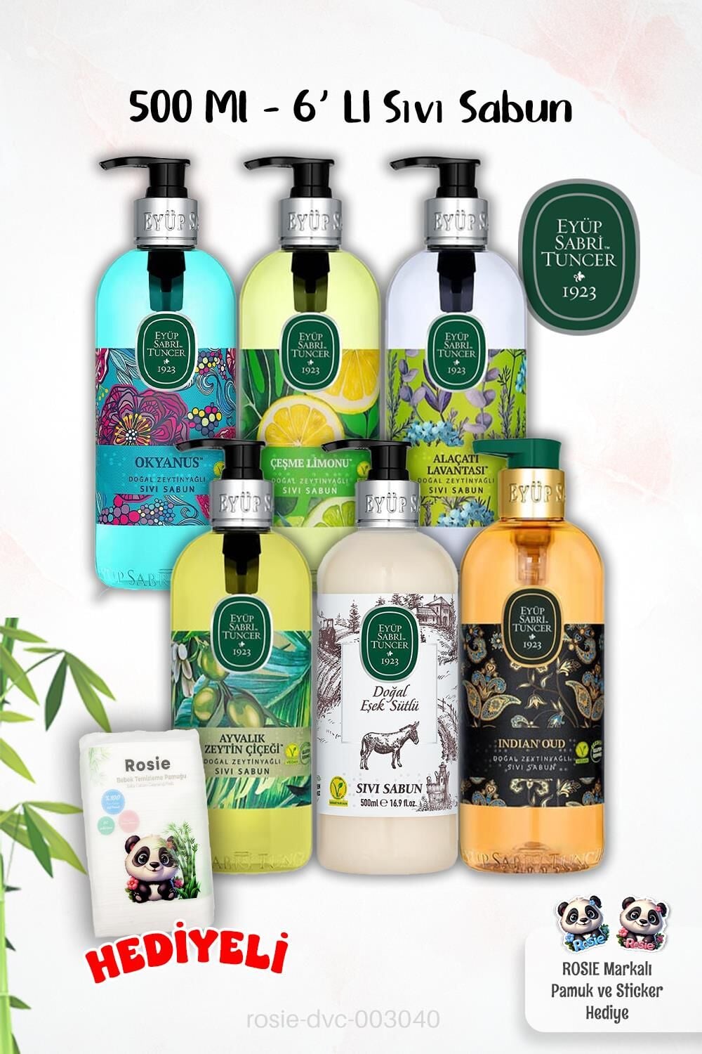 Sıvı Sabun Özel Paket Eyüp Sabri Tuncer 500 Ml 6'lı ve ROSIE Hediyeli