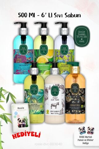 Sıvı Sabun Özel Paket Eyüp Sabri Tuncer 500 Ml 6'lı ve ROSIE Hediyeli