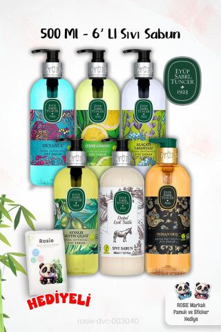 Sıvı Sabun Özel Paket Eyüp Sabri Tuncer 500 Ml 6'lı ve ROSIE Hediyeli