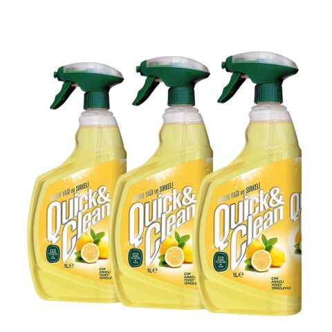 Eyüp Sabri Tuncer Quick and Clean Limon Yağı & Sirkeli Çok Amaçlı Yüzey Temizleyici 1lt x 3