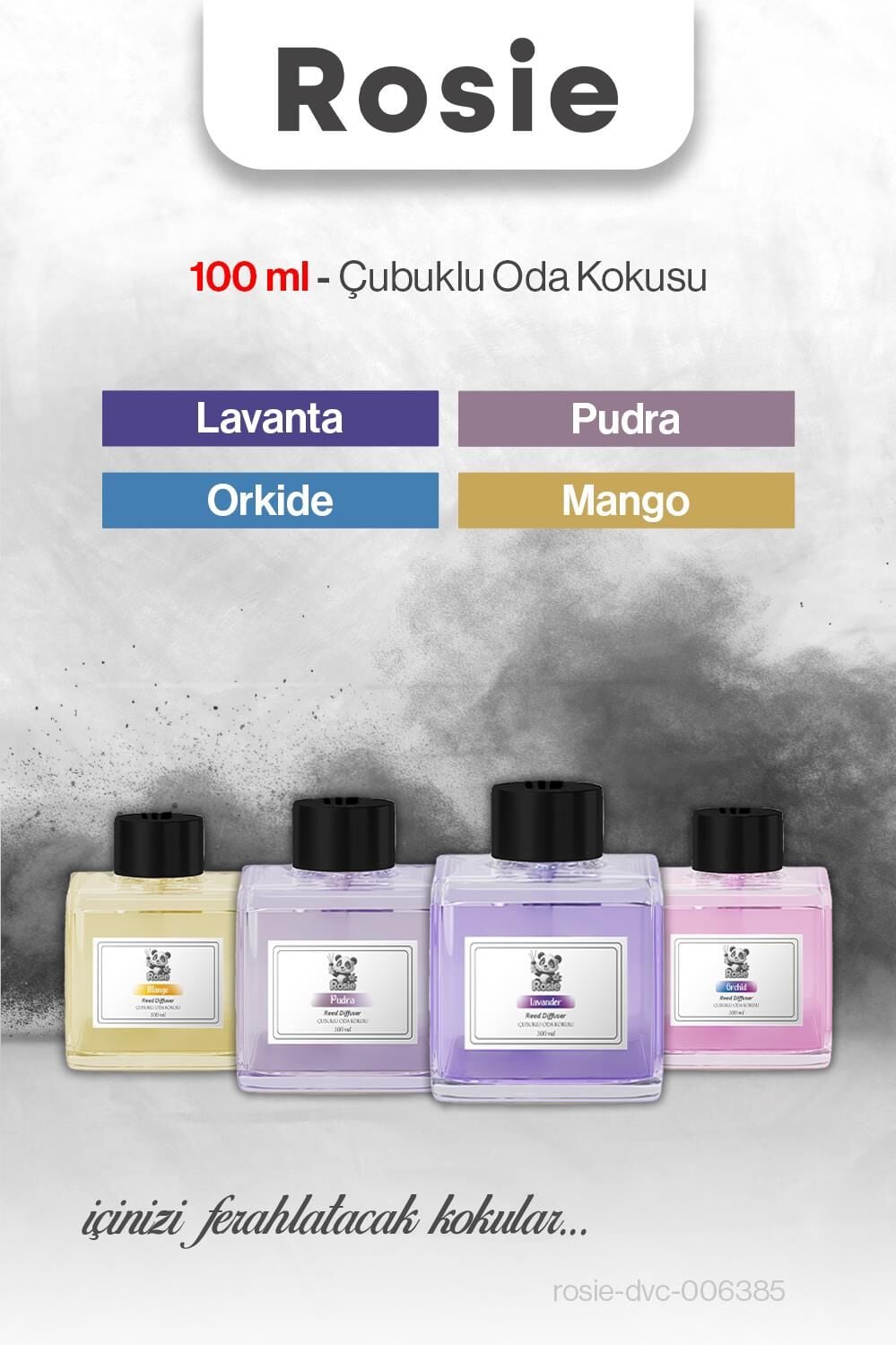 ROSIE 100 ml Oda Kokusu 4'lü Lavanta, Mango, Orkide ve Pudra