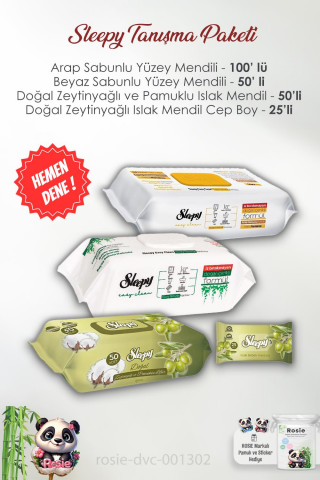 Sleepy 4'lü Islak Mendil Paketi ve ROSIE Pamuk
