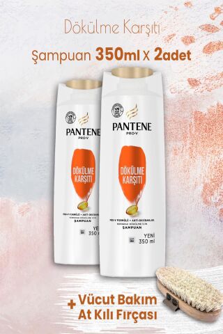 Pantene Şampuan Pro-V Dökülme Karşıtı 350 ml x 2 Adet ve Vücut Bakım At Kılı Fırçası
