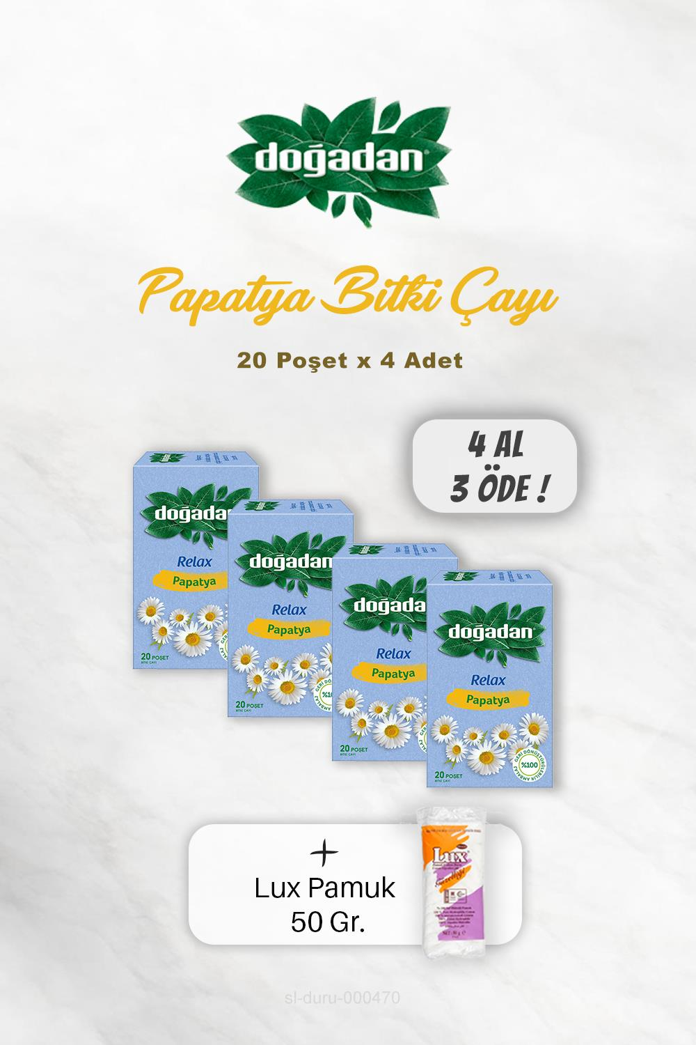 4 AL 3 ÖDE Doğadan Papatya Bitki Çayı, Pamuk