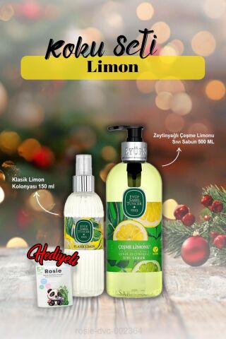 Kolonya 150 ml, Sıvı Sabun 500 ml Çeşme Limonu ve Rosie Hediye