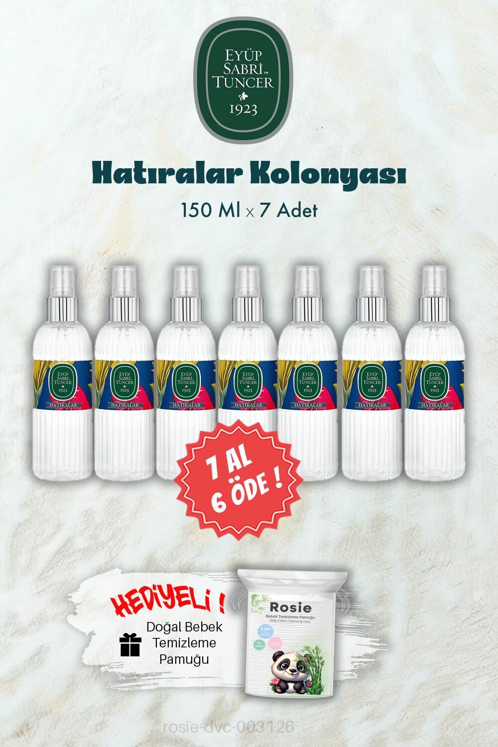 Hatıralar Kolonyası 150 ML 7 AL 6 ÖDE ve ROSIE Hediye