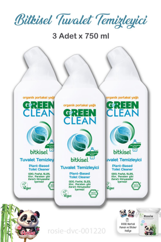 3 Adet Green Clean Organik Tuvalet Temizleyici 750 ml ve ROSIE
