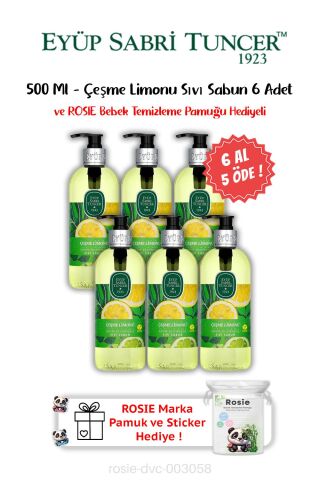 Çeşme Limonu 500 ML 6 AL 5 ÖDE  Sıvı Sabun ve ROSIE Hediyeli