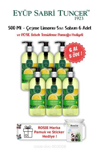 Çeşme Limonu 500 ML 6 AL 5 ÖDE  Sıvı Sabun ve ROSIE Hediyeli