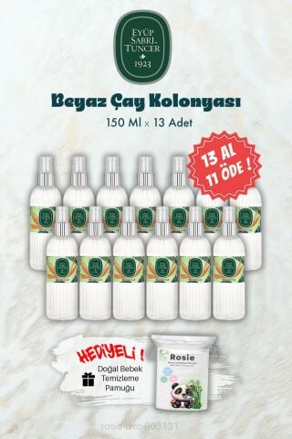 150 ML 13 AL 11 ÖDE Beyaz Çay Kolonyası ve ROSIE Hediye