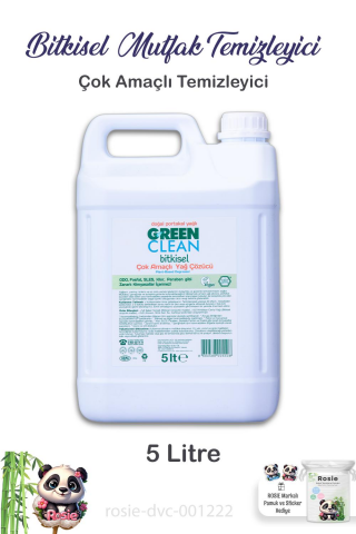 Green Clean Bitkisel Mutfak Temizleyici Çok Amaçlı Yağ Çözücü 5 lt ve ROSIE