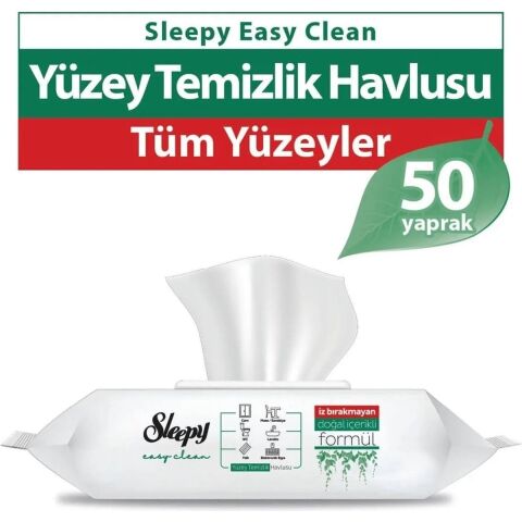 Sleepy Easy Clean 50'li Yüzey Temizlik Havlusu 2 Adet