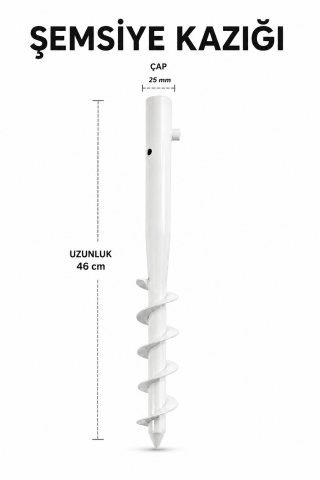 Beyaz Renk Plaj Şemsiye Kazığı 46 cm