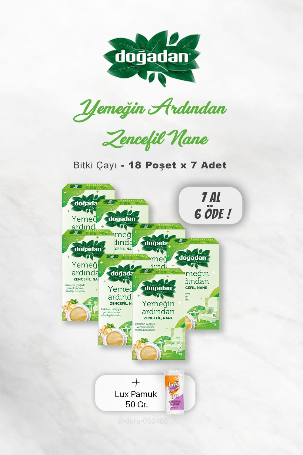 7 AL 6 ÖDE Doğadan Yemeğin Ardından Zencefil Nane 18li, Pamuk