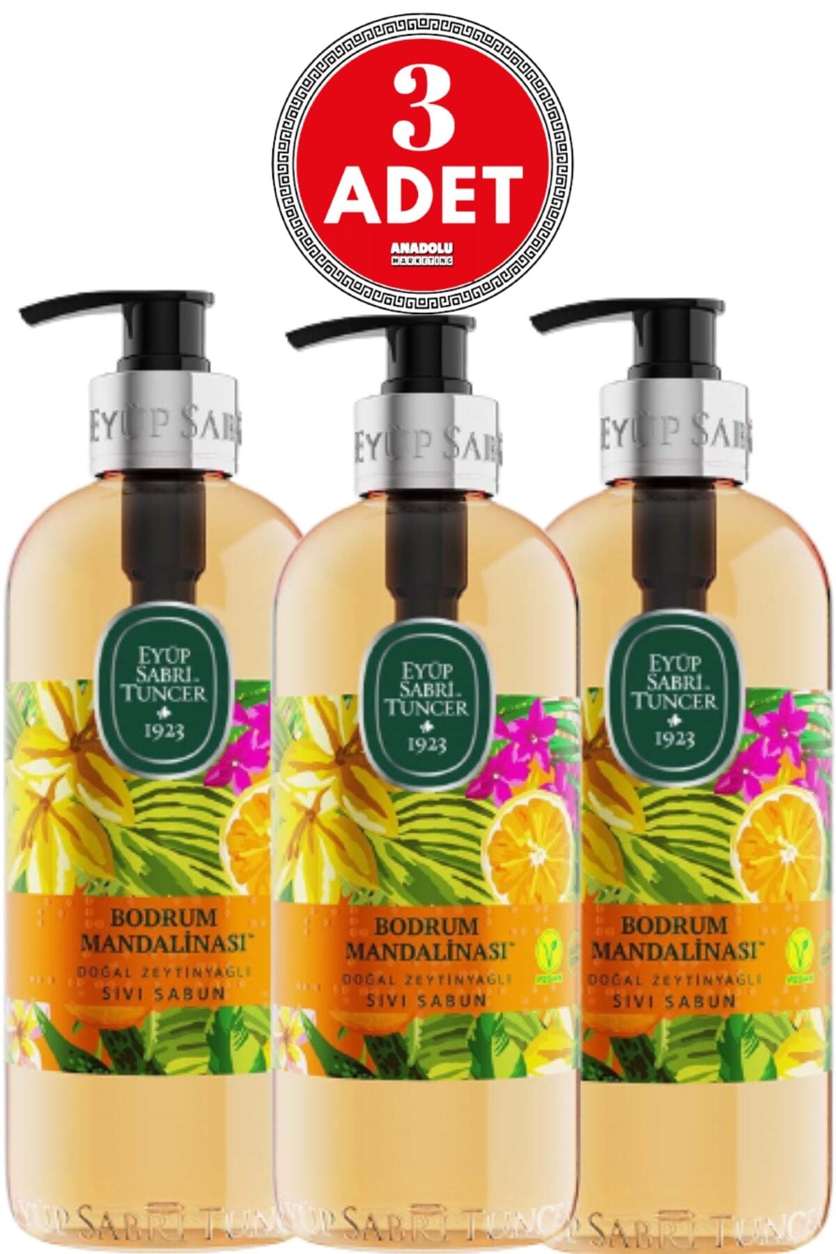 Eyüp Sabri Tuncer Bodrum Mandalinası Doğal Zeytinyağlı Sıvı Sabun 500 ml x 3 Adet