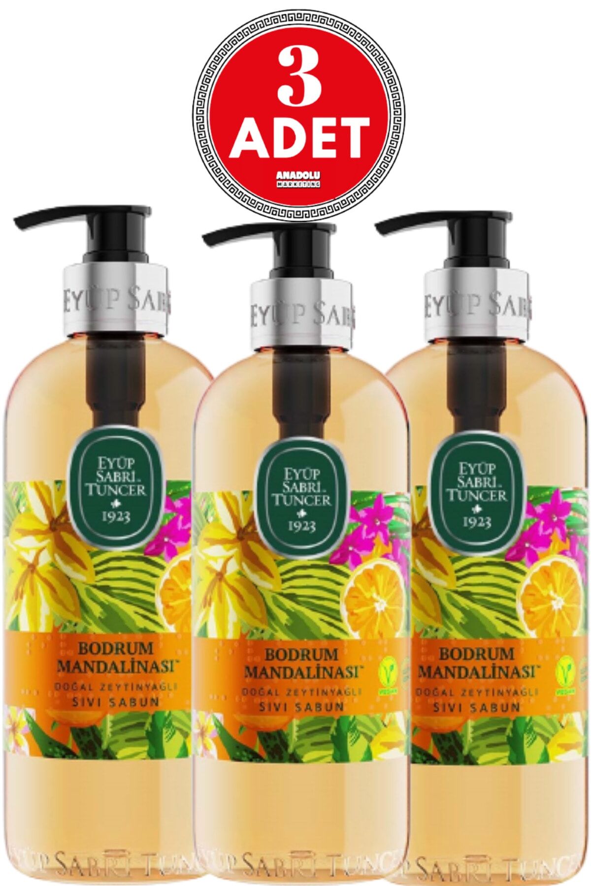 Eyüp Sabri Tuncer Bodrum Mandalinası Doğal Zeytinyağlı Sıvı Sabun 500 ml x 3 Adet