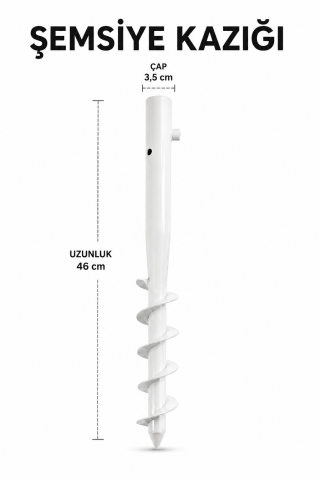 Beyaz Renk Plaj Şemsiye Kazığı 46 cm