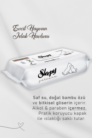 Sleepy 28 AL 25 ÖDE Evcil Hayvan Islak Havlusu 60'lı ve Bebe Temizleme Pamuğu