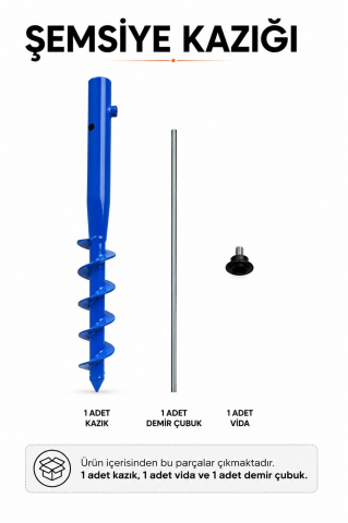 Şemsiye Sabitleme Kazığı Mavi Renk 46 cm