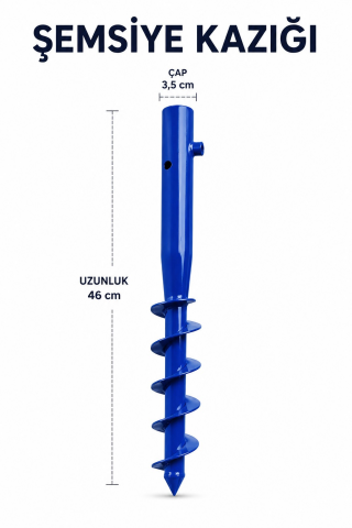 Şemsiye Sabitleme Kazığı Mavi Renk 46 cm