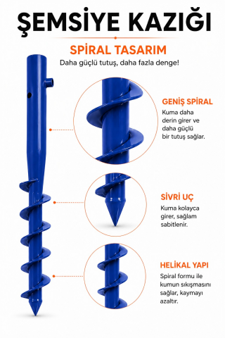 Şemsiye Sabitleme Kazığı Mavi Renk 46 cm