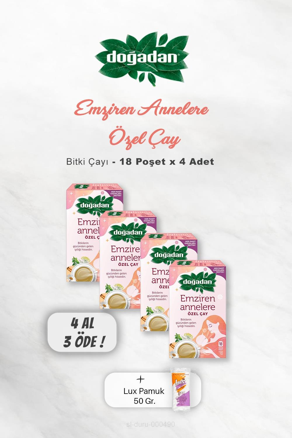 4 AL 3 ÖDE Doğadan Emziren Annelere Özel Bitki Çayı 18'li, Pamuk