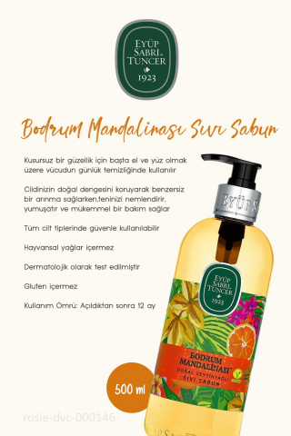 Eyüp Sabri Tuncer Bodrum Mandalinası Sıvı Sabun 500 ml ve ROSIE %100 Pamuk