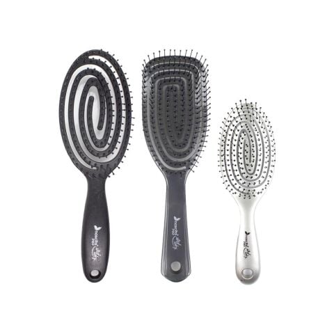 Nascita Üç Boyutlu Flexible Saç Fırçası Siyah, Saç Fırçası Koyu Gri ve Oval Saç Fırçası Gri