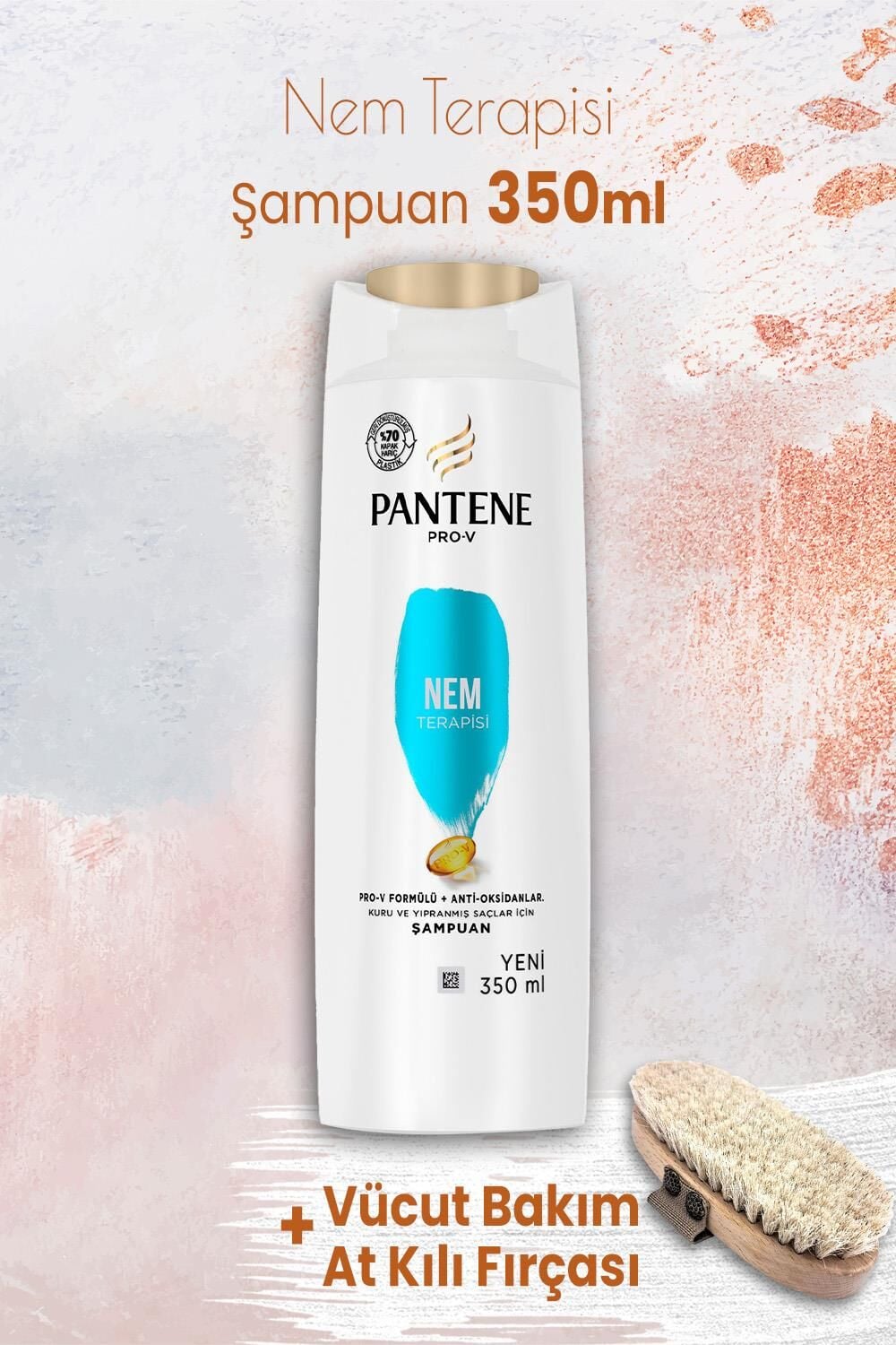 Pantene Şampuan Pro-V Nem Terapisi 350 ml ve Vücut Bakım At Kılı Fırçası