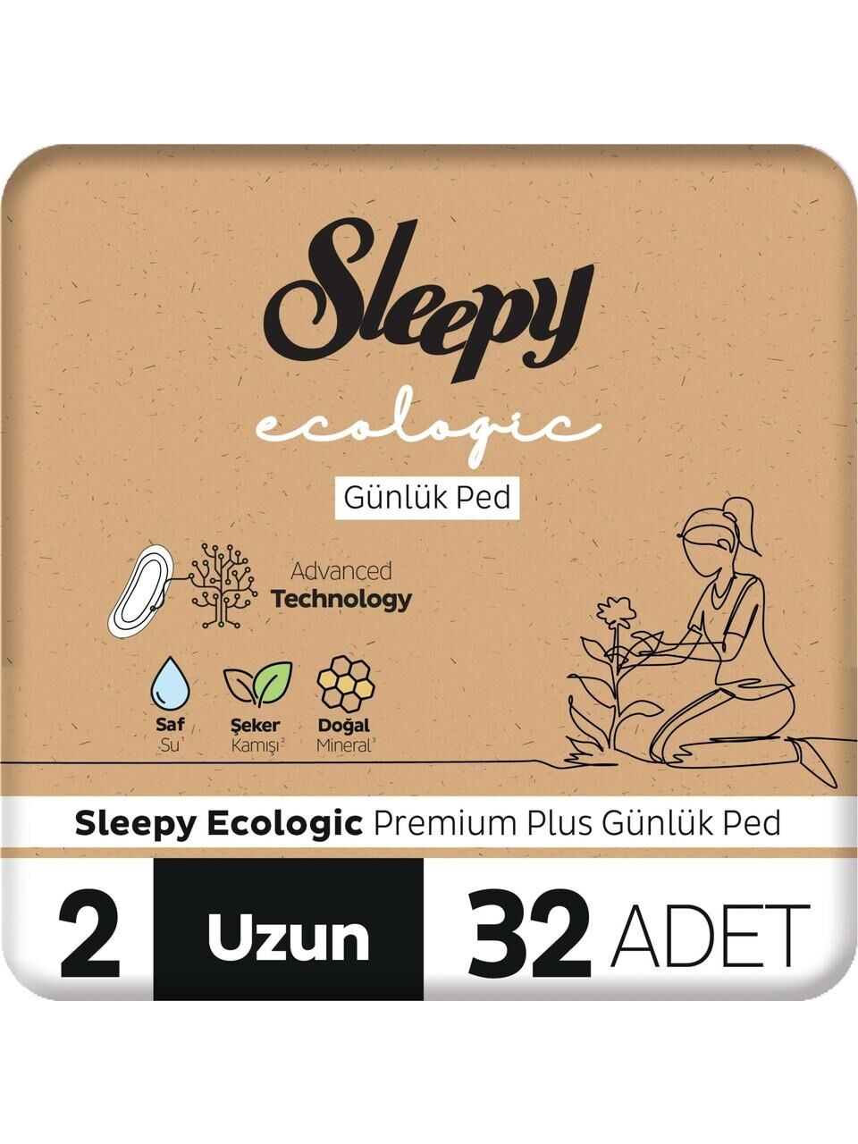 Sleepy Ecologic Premium Plus Günlük Ped Uzun 32 Adet Ped