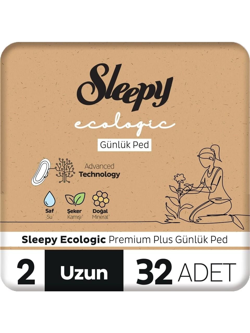 Sleepy Ecologic Premium Plus Günlük Ped Uzun 32 Adet Ped