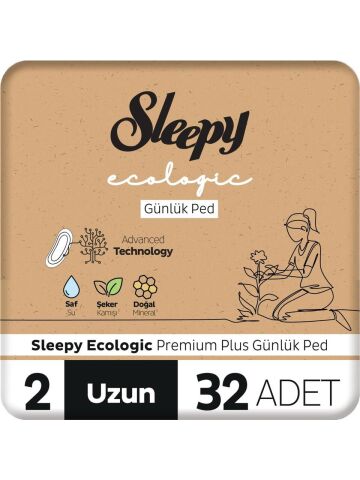 Sleepy Ecologic Premium Plus Günlük Ped Uzun 32 Adet Ped