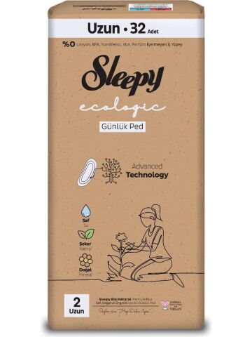 Sleepy Ecologic Premium Plus Günlük Ped Uzun 32 Adet Ped