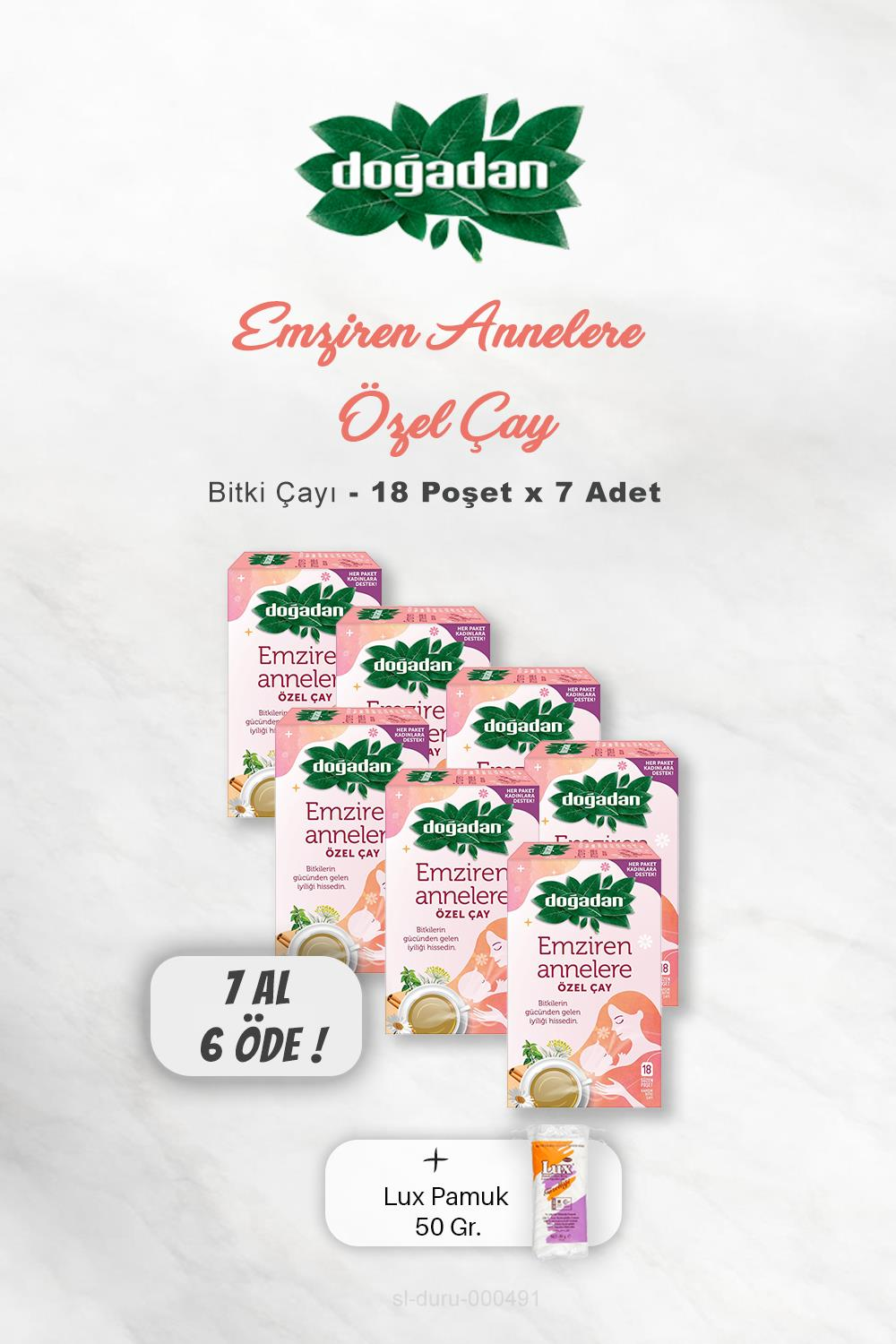 7 AL 6 ÖDE Doğadan Emziren Annelere Özel Bitki Çayı 18'li, Pamuk