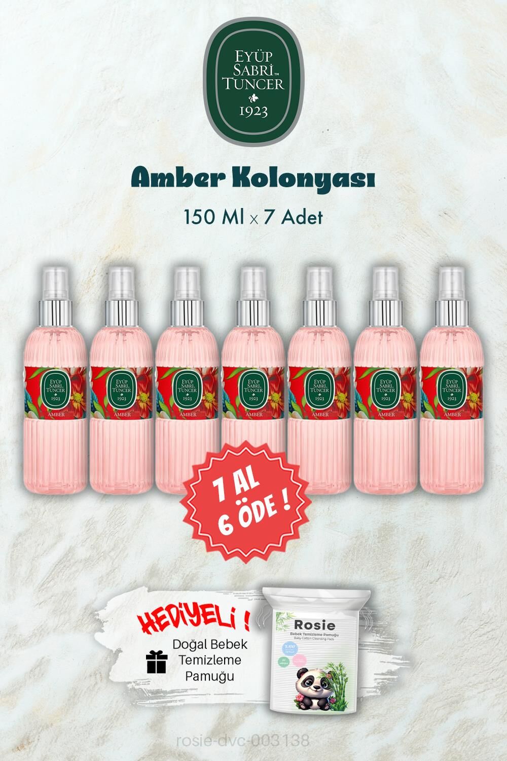 Amber Kolonyası 150 ML 7 AL 6 ÖDE ve ROSIE Hediye