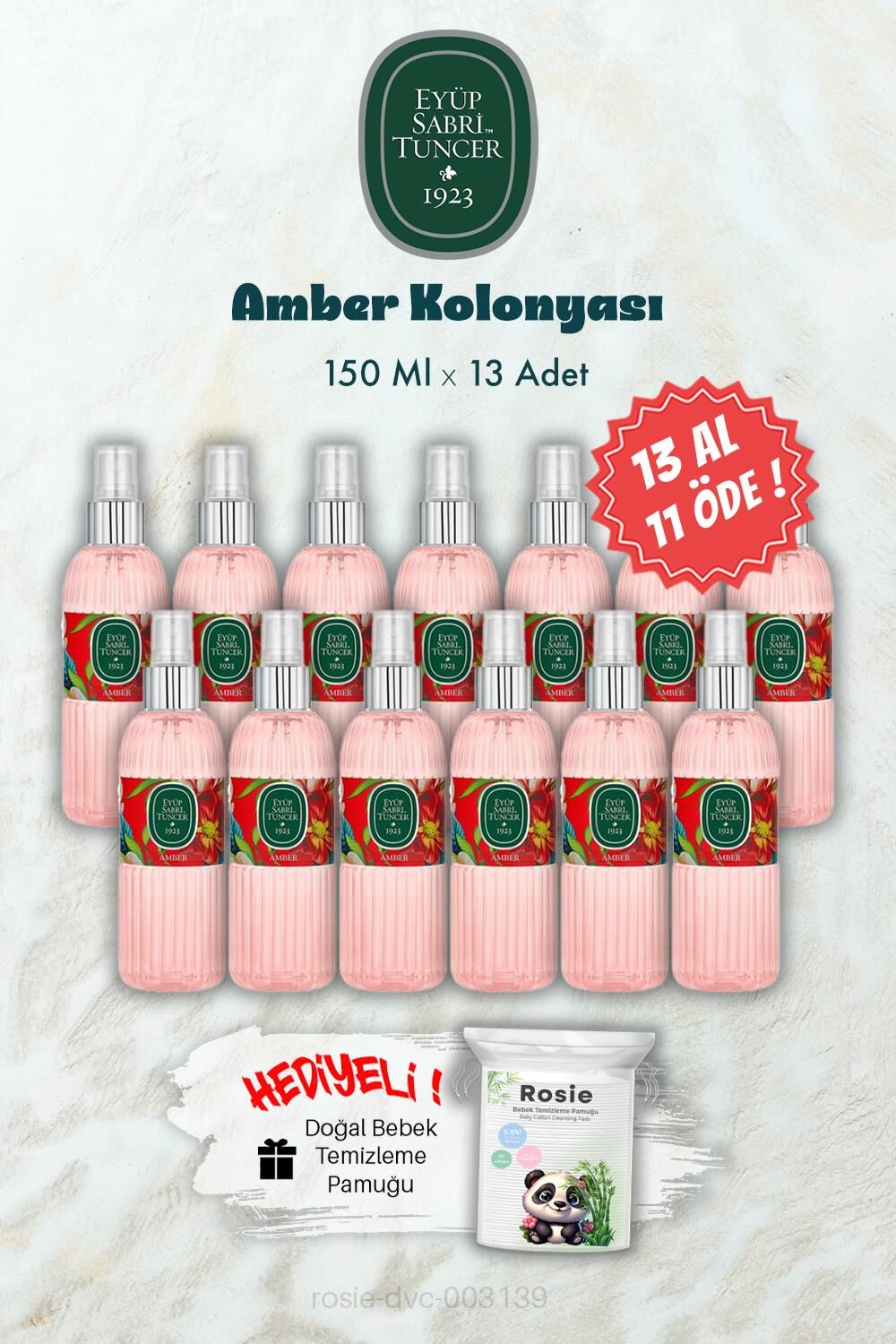 150 ML 13 AL 11 ÖDE Amber Kolonyası ve ROSIE Hediye