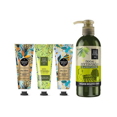 Eyüp Sabri Tuncer Perfume Jewels Deep, Blue, Zeytinyağlı El Kremi 50 ML Ve Zeytinyağlı Losyon 250 ml