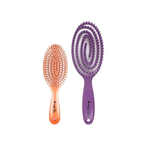 Nascita Üç Boyutlu Oval Saç Fırçası Turuncu ve Flexible Saç Fırçası Mor