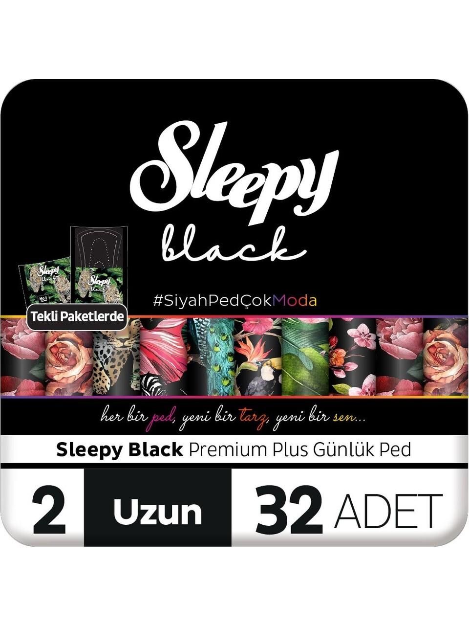 Sleepy Black Premium Plus Günlük Ped Uzun 32 Adet