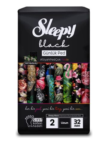 Sleepy Black Premium Plus Günlük Ped Uzun 32 Adet