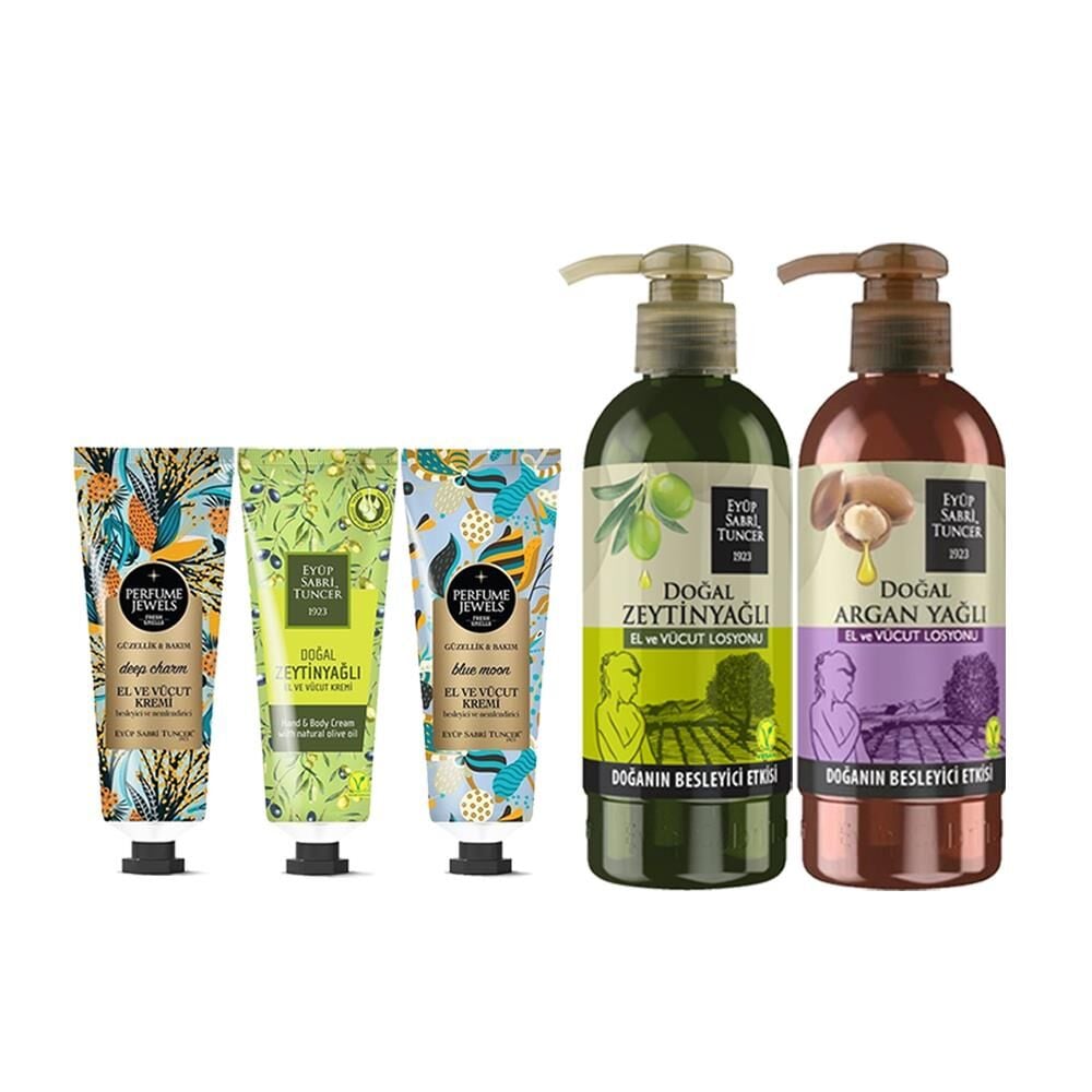 Eyüp Sabri Tuncer Perfume Jewels Deep, Blue, Zeytinyağlı El Kremi 50 ML Ve Zeytinyağlı, Argan Losyon 250 ml
